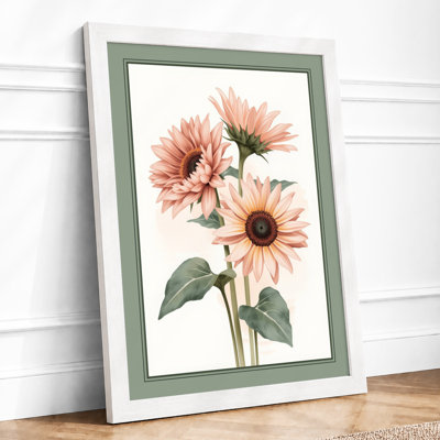 Three Gerbera Bloom Botanical - Framed Print