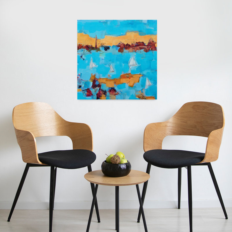 Art contemporain de paysage côtier abstrait Homeward Bound II, H 24 po x l 24 po