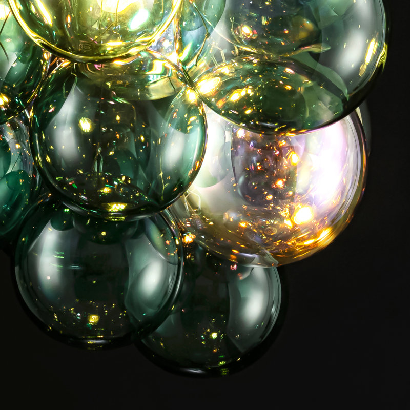 Luminaire suspendu sphère en verre 1 lumière, Green