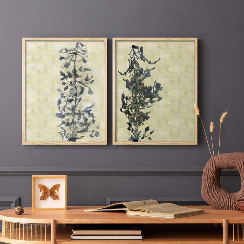 «Chinoiserie 2 Tan», impression encadrée de qualité supérieure - prête à être accrochée - aucun clou requis - aucun clou requis