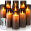 Grey Acrylic Shell Flickering Flameless Candles, LED Candles, Battery Operated Candles with Remote Control and Timer, Fake Electric Candles, Pillar, Home Decor, Set of 9