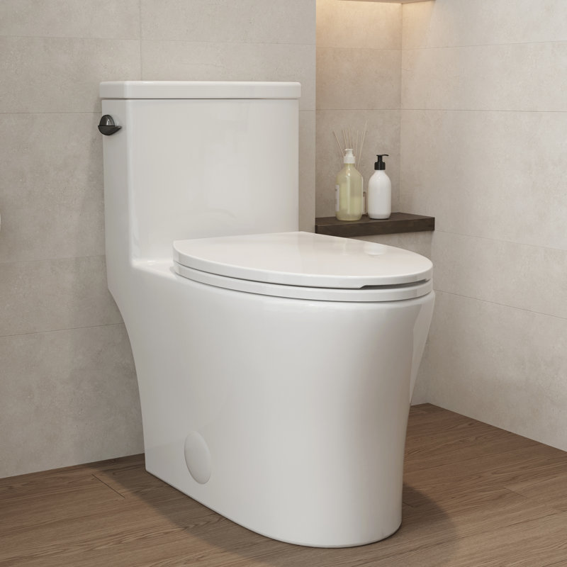 KK KE KING Elongated One Piece Toilet, 1.28 GPF Powerful Flush Modern Toilet, Compact Toilet for Most Bathroom (Side Flush Lever) 12'' Rough-In