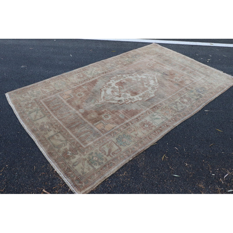 Grand tapis turc Oushak rétro idéal pour rafraîchir votre salon avec une touche organique antique