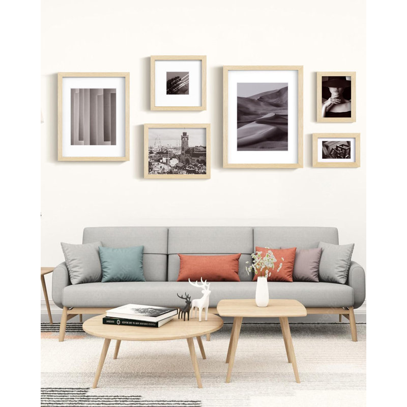 8X10 Picture Frames Made Of Solid Wood With Plexiglass, Display Pictures 4X6/5X7 With Mat Or 8X10 Without Mat Set Of 4 For Tabletop And Wall Mounting, Oak Wood
