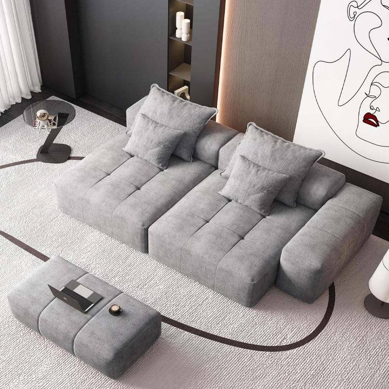 Canapé modulaire surdimensionné avec 2 chaises longues et 2 accoudoirs, Gris