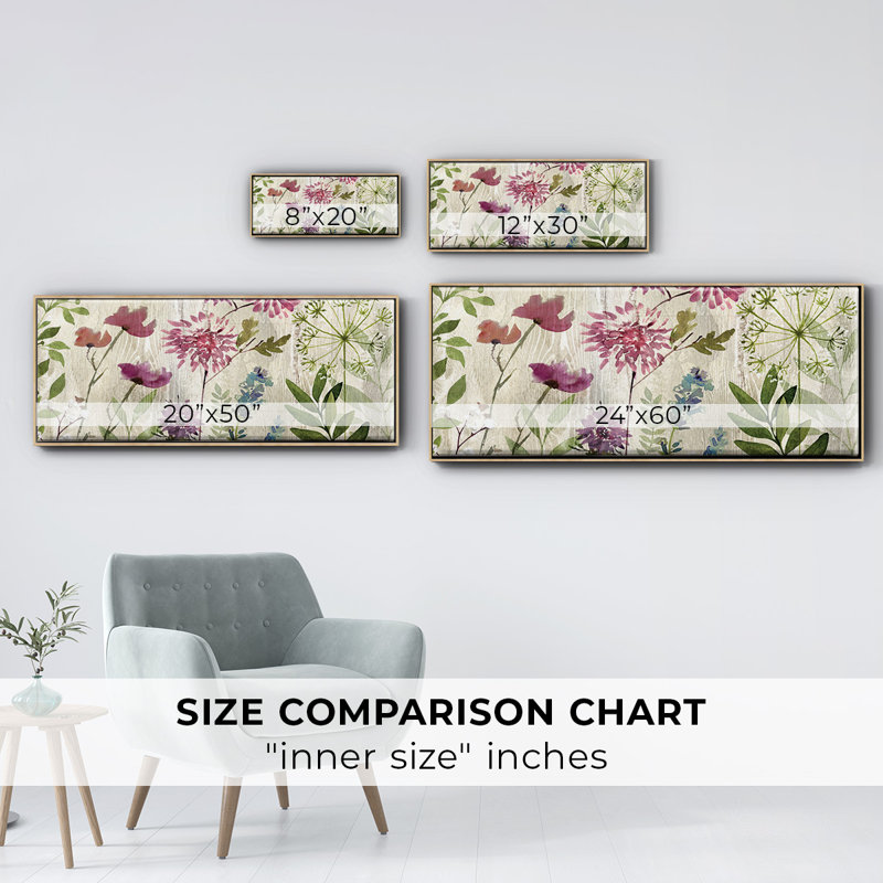 Meadow Flowers II- Framed Canvas, 24" H x 60" W