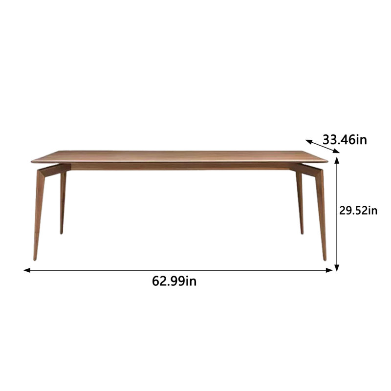 Walnut Solid Wood Dining Table, 33.46" W x 62.99" L