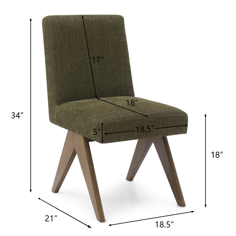 Ensemble de 4 chaises de salle à manger rembourrées en bois massif Ommar, Vert