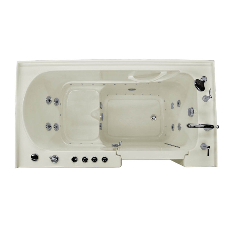 Aspen 60'' x 32'' Acrylic Bathtub with Faucet, Biscuit, Right
