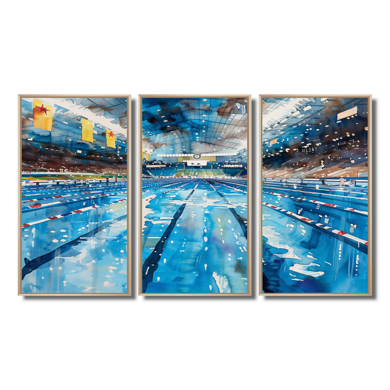 Piscine olympique avant la course I - Ensemble de décoration murale de natation, H 28 po x l 36 po x P 1 po