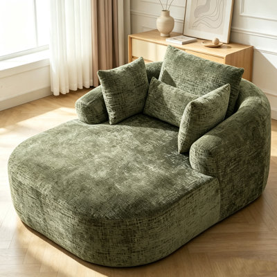 Oversized Chaise Lounge Chair, 65.7" Chenille Upholstered Sofa with Deep Seat, Sleeper Sofa Couch, Plush Accent Chair with Pillows for Living Room Bedroom