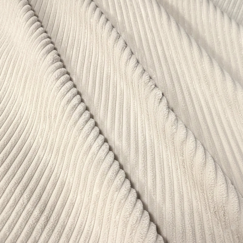 Repose-pieds rembourré en velours côtelé, Beige