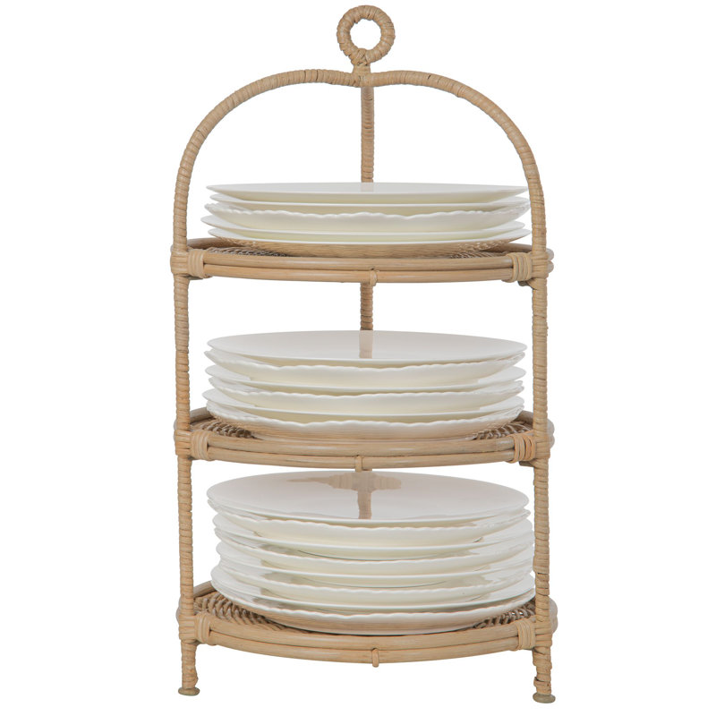Support à gâteaux en osier à 3 niveaux
