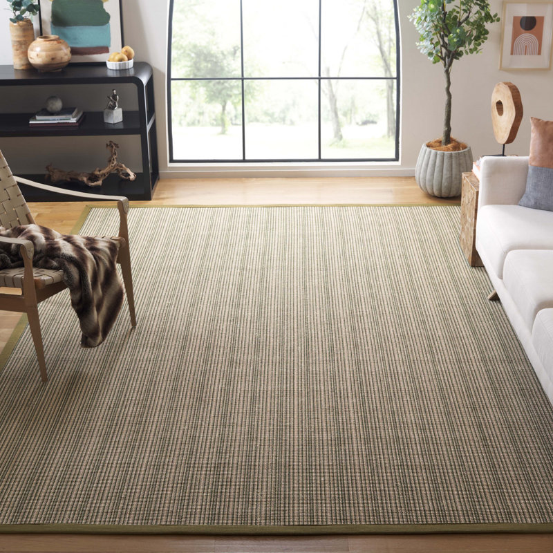 Nonatum Natural Fiber Sisal Pile Striped Rug, Rectangle 8' x 10'