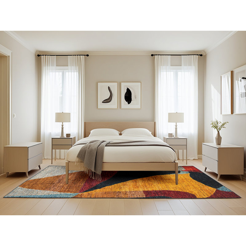 Angjelin Abstract Indoor Rug, Rectangle 5' x 8'