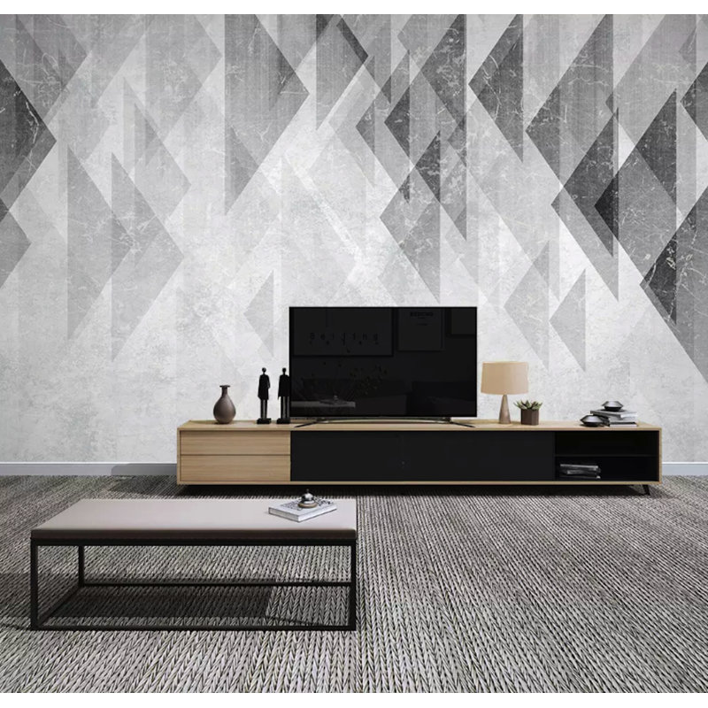 Papier peint amovible moderne géométrique monochrome, L 9 po x l 15 po