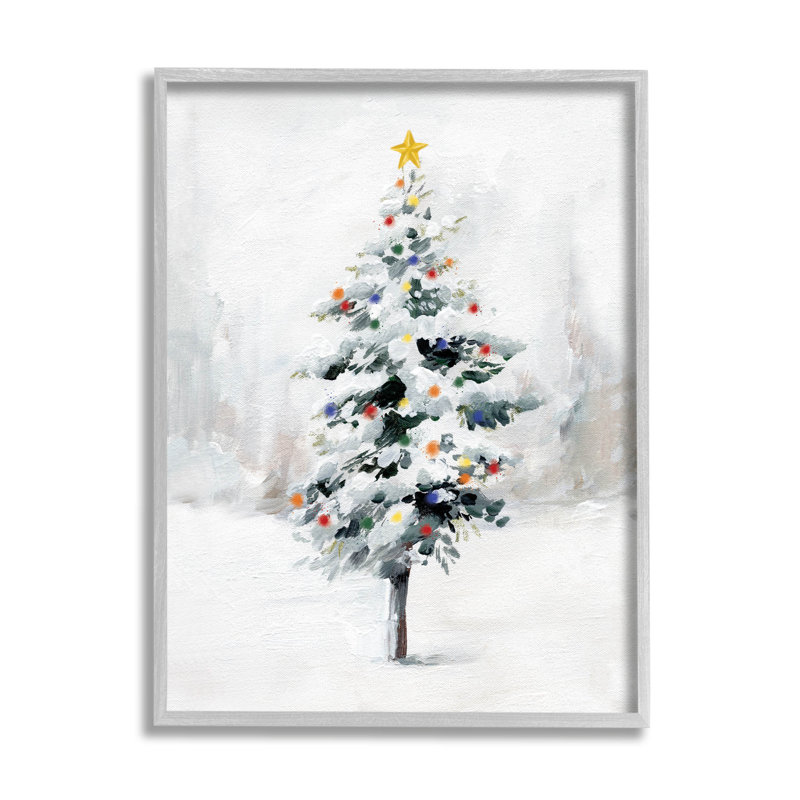 Arbre de Noël enneigé, paysage at-158, H 20 po x l 16 po x P 1,5 po, Estampe numérique Farmhouse