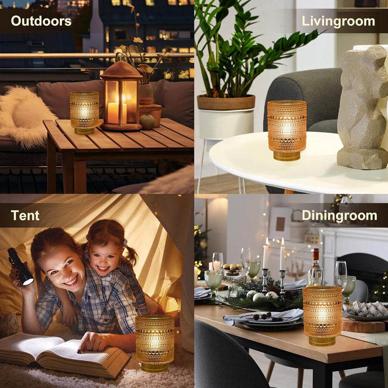 Cordless LED Table Lamp With Auto-Off Timer, Portable Battery Operated Night Light For Bedroom, Entryway, Camping & Outdoor Use