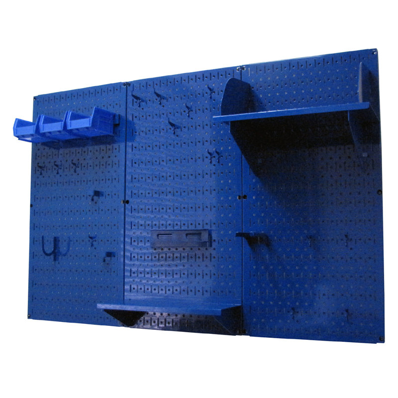 Ensemble de panneau perforé de rangement pour outils standard H 32 po x 48 po, Bleu