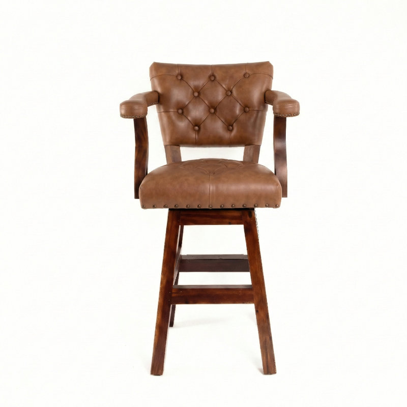 Trophy Tufted, Bar Stool (30" Seat Height), Light Brown