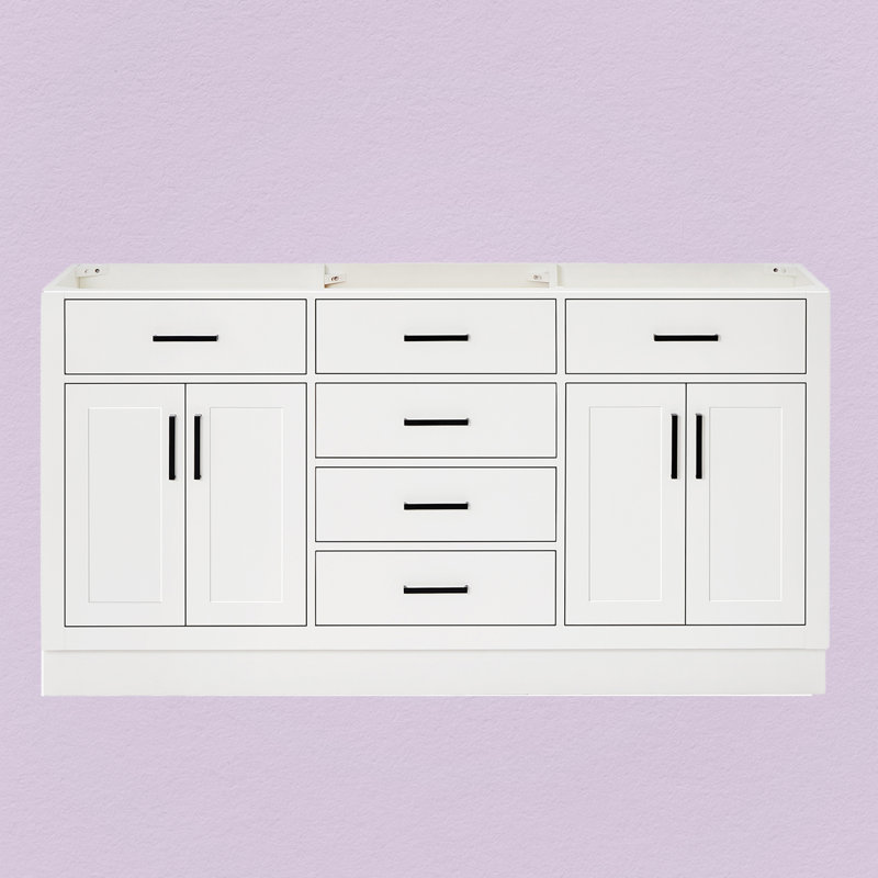 Hepburn 66'' Double Bathroom Vanity Base Only, Matte Black, White