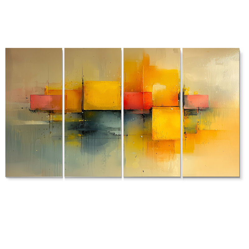 Geometric Pulse Optic Ar V - Pulse Wall Art - Art mural moderne sur toile, 4, H 28 po x l 48 po