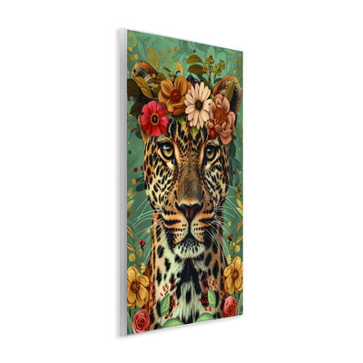 Art floral guépard sur plaque murale, design par LSR Design Studio