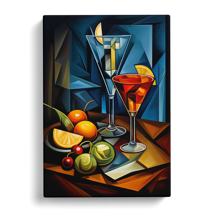 Cocktail Cubism - Wrapped Canvas, 50cm H x 35cm W x 3cm D