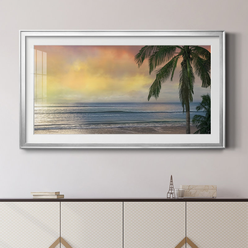 «Sunset Cove II», reproduction d'art encadrée de qualité supérieure, prête à être accrochée, Cadre argenté