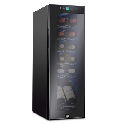 Ivation 12 Bottle Compressor Wine Refrigerator, Freestanding Wine Cooler with Lock, Black — FIN-0018328 | Fridge.com