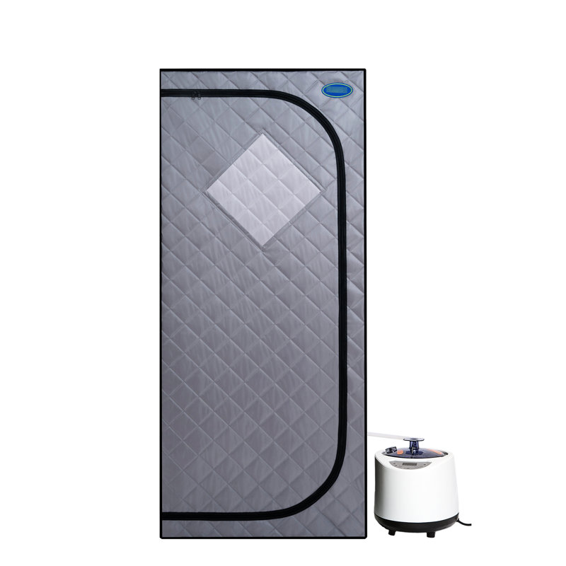 Full Size Portable Tent - Home Spa Comfort . Grey. 2.2L Steam Generator. 150F Max Temperature. . Remote Controlled With Timer. Foldable Chair Included. Waterproof Fabric. Easy To Assemble And Store.