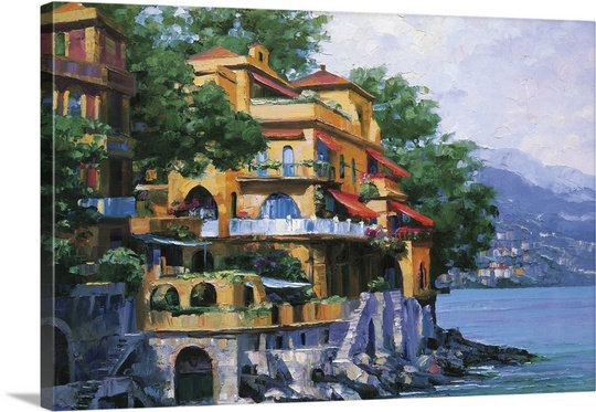 «Portofino Villa», reproduction d'art par Howard Behrens, H 24 po x l 36 po x P 1,5 po, Toile