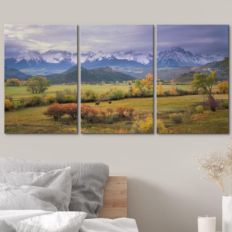 Autumn Fall " On A Rare Overcast Morning In Southwest Colorado On A Rancher " 3 - Pieces, Wrapped Canvas