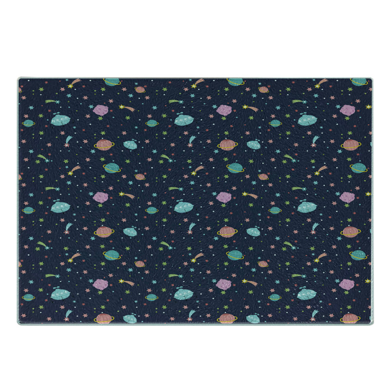 Ambesonne Space Tempered Glass Cutting Board Alien Planets Asteroid Multicolor