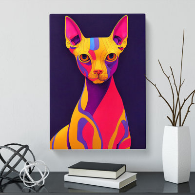Sphynx Cat Hydrodipped - Wrapped Canvas