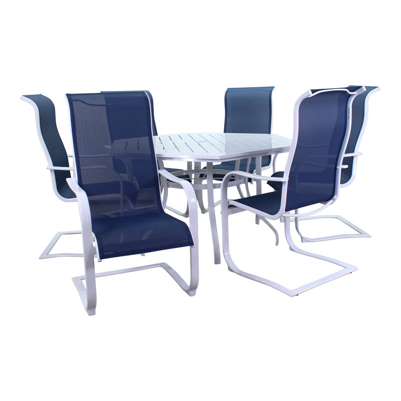 Ensemble repas 6 personnes Anacleta Specialty, Bleu marine / blanc