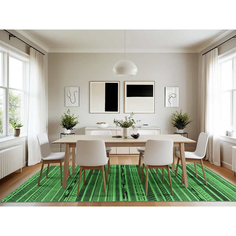 Washable Geometric Indoor Rug, Rectangle 7' x 10'