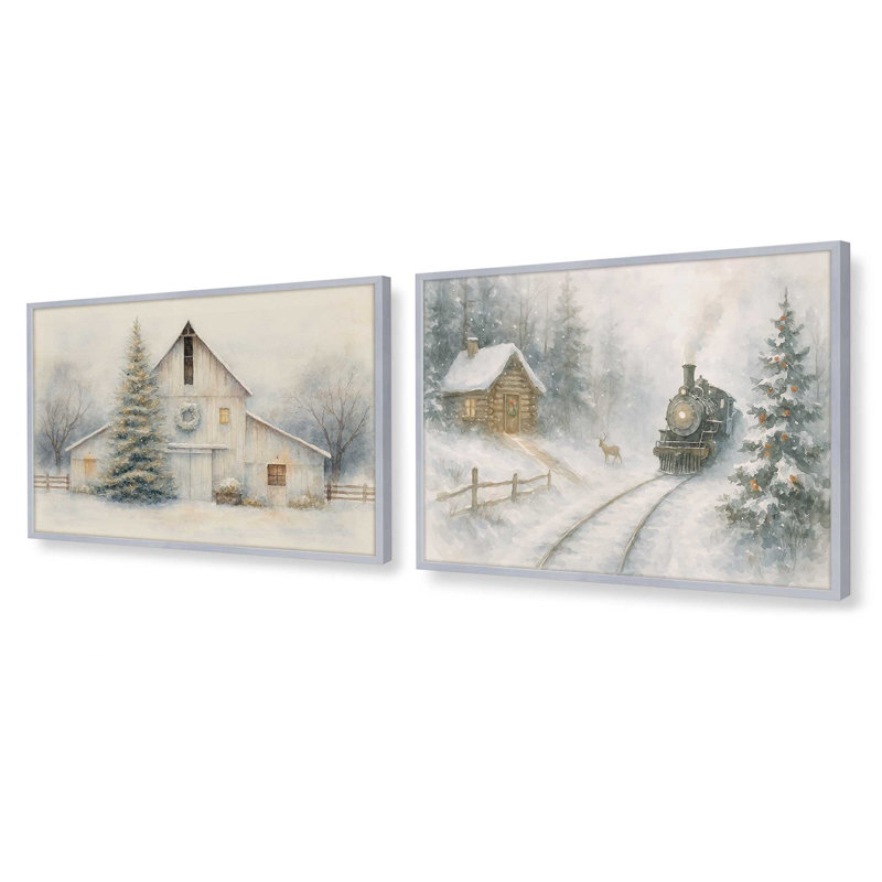 Ensemble de 2 reproductions d'art givré, H 12,5 po x l 31 po, Chrome poli