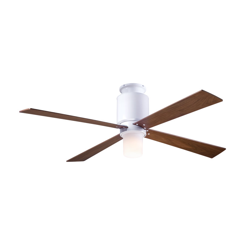 Lapa 50'' Ceiling Fan with Light Kit, Gloss White, Fan Speed and Light Control (2-wire), Mahogany