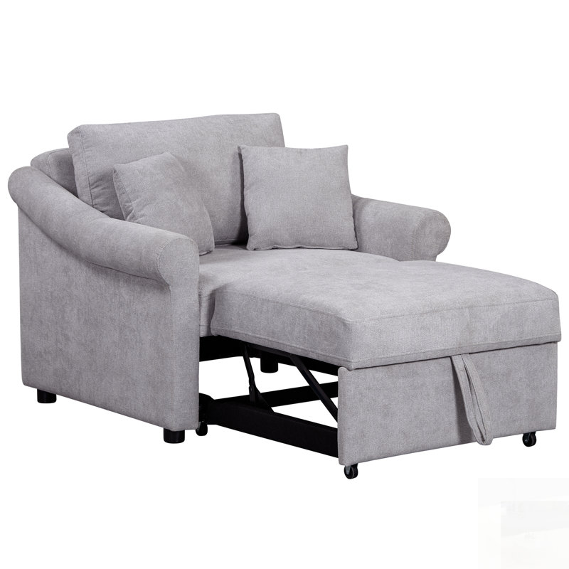 Fauteuil convertible en chenille avec dossier réglable, chaise longue 3 en 1 se transformant en lit, lit simple pour le salon