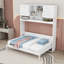 Grand lit escamotable en bois avec tablettes et rayures diamantées