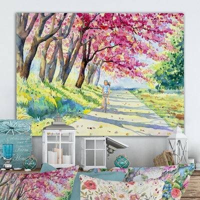 «Biking In The Summer Park», reproduction sur toile flottante