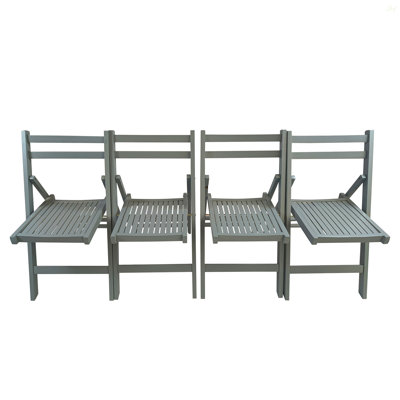 Furniture Slatted Wood Folding Special Event Chair - Gray, Set Of 4, FOLDING CHAIR, FOLDABLE STYLE