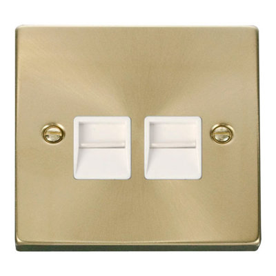 Satin Brass Secondary Telephone Twin Socket