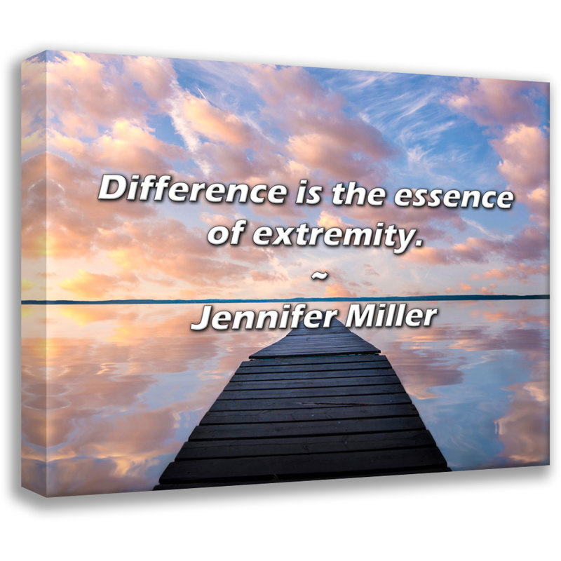 Citation artistique «La différence est l'essence de l'extrémité». Toile tendue par Jennifer Miller, H 33 po x l 48 po