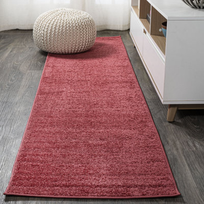 Asalia Solid Low-Pile Red Rug