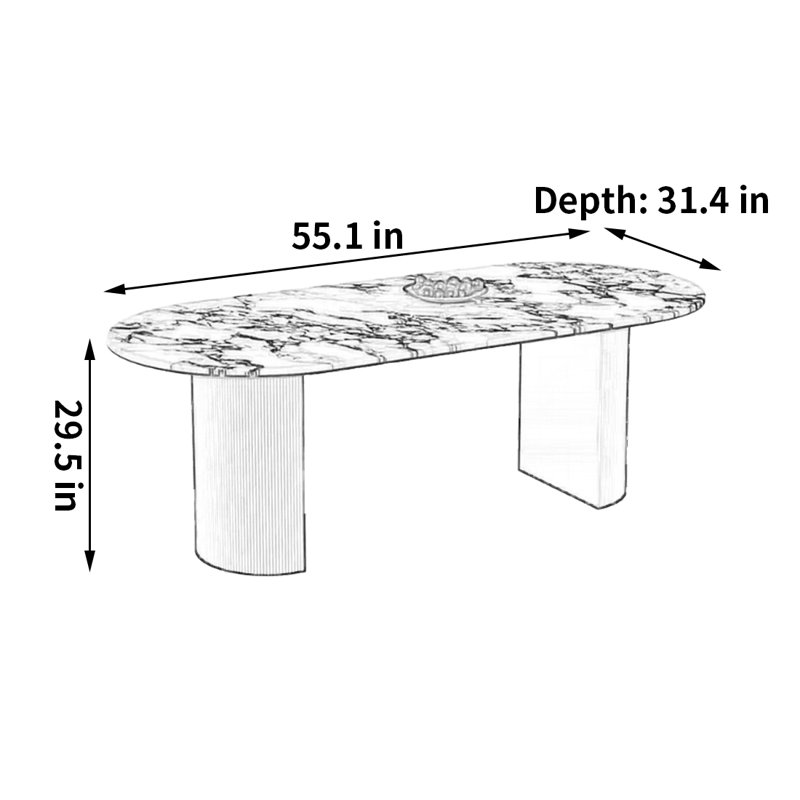 Petite table de salle à manger exquise, H 29,5 po x L 55,1 po x l 31,4 po