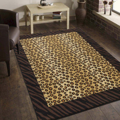 Tapis à imprimé animal, durable et résistant aux taches pour les endroits très passants, parfait pour les espaces modernes et chics