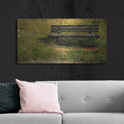  «Banc oublié» par Dante Plata, art mural en métal, 48 po x 24 po