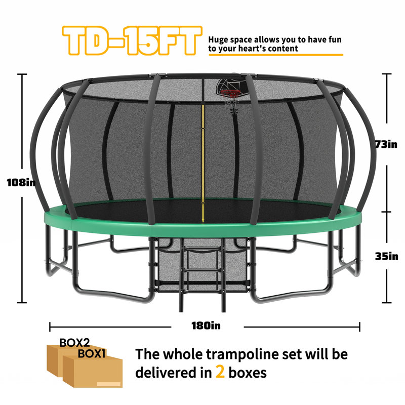 Trampoline pour enfants_108X180X180, Vert